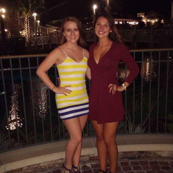 American Apparel Maroon Long Sleeve Wrap Dress - Picture 2 of 3